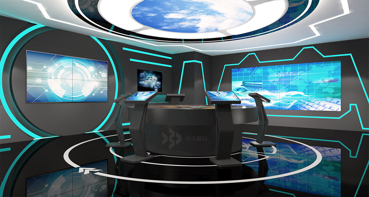 科技與視覺的融合 經(jīng)典藍(lán)白配色多媒體企業(yè)展廳設(shè)計(jì)案例